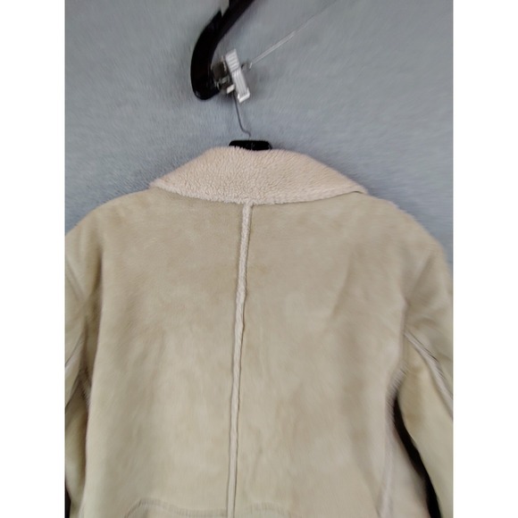 St Johns Bay Womens Jacket Large Beige Leather Suede Sherpa Lined Soft Washable - Picture 13 of 15